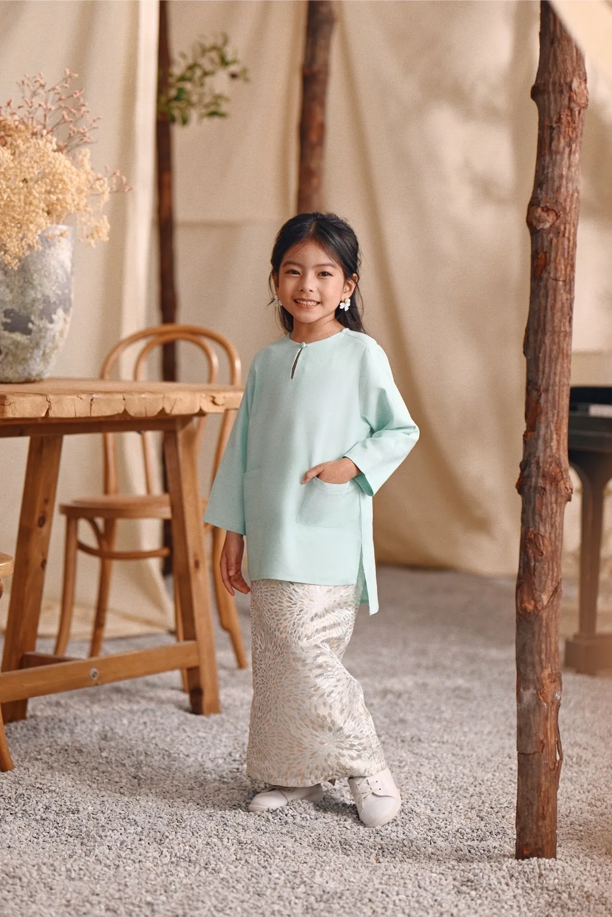 The Bayu Kurung Top - Tiffany Blue