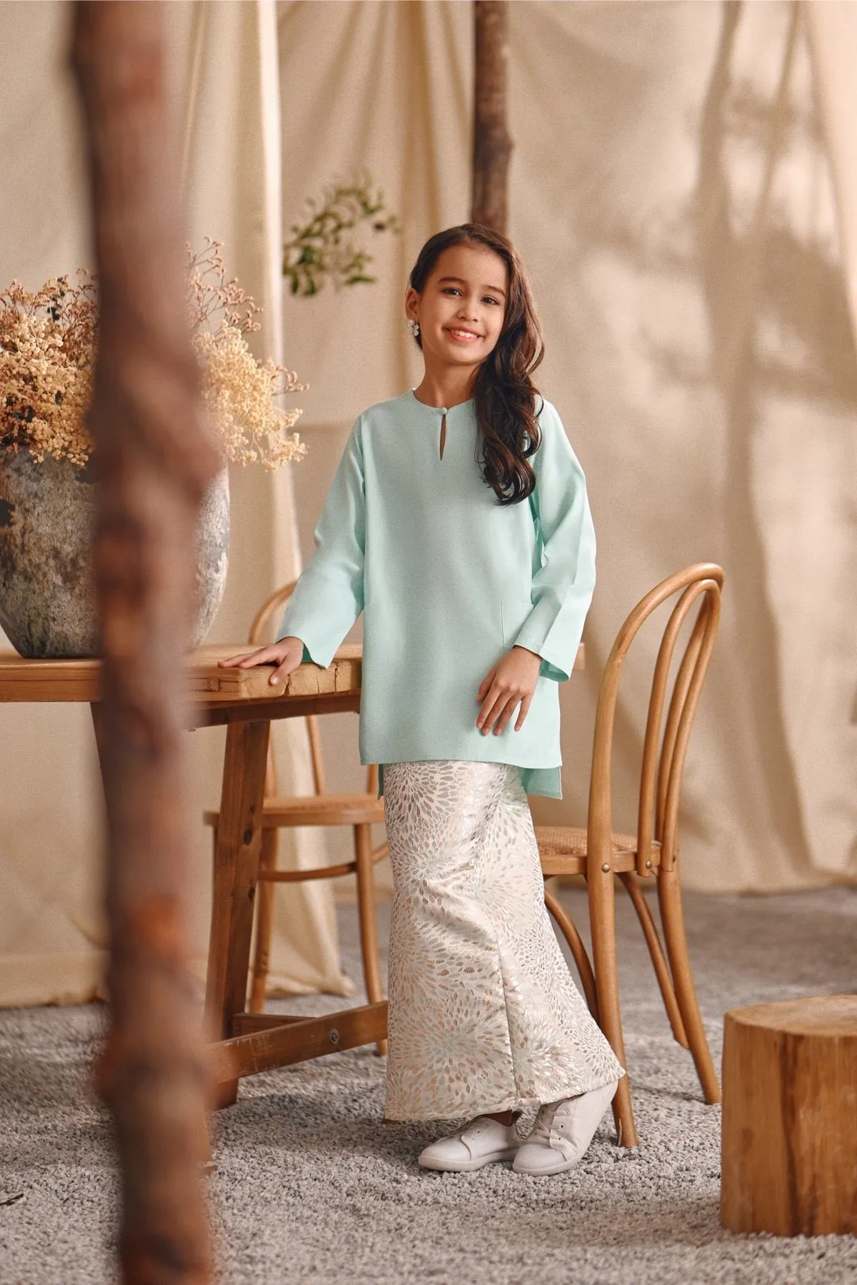 The Bayu Kurung Top - Tiffany Blue