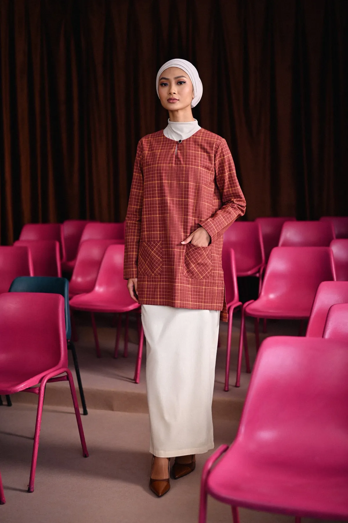 The Dulu Kita Women Kurti - Kita Brown Checked