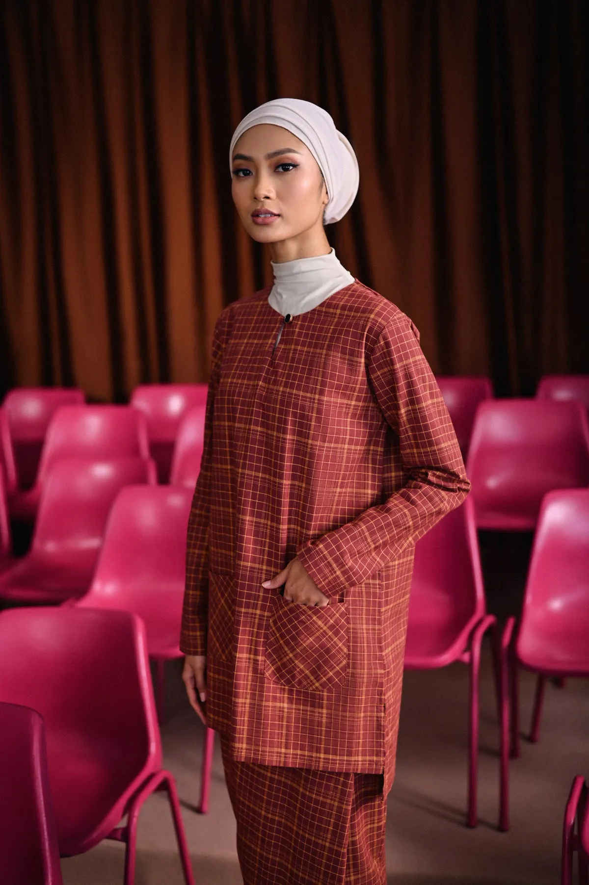 The Dulu Kita Women Kurti - Kita Brown Checked
