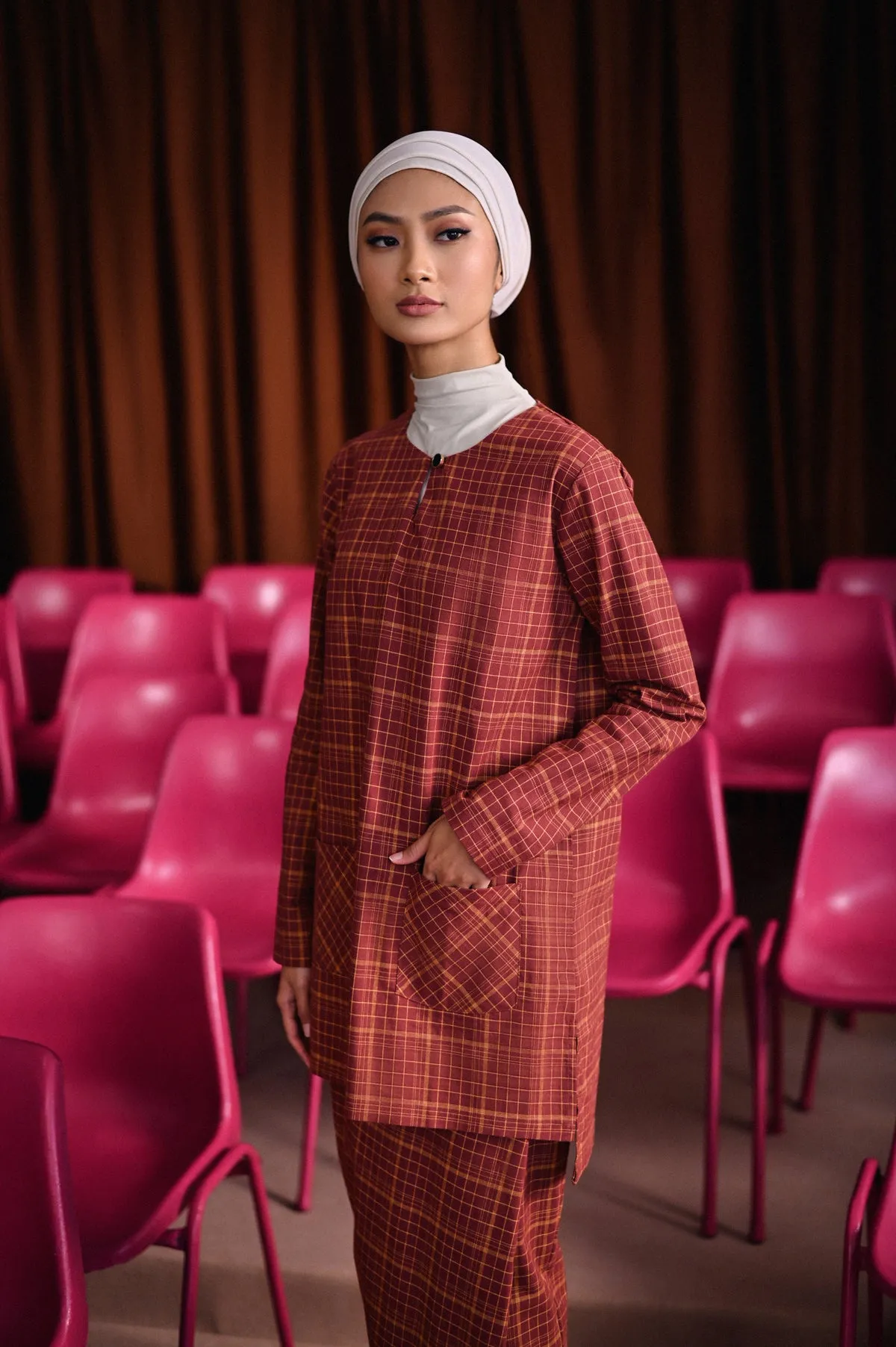 The Dulu Kita Women Kurti - Kita Brown Checked