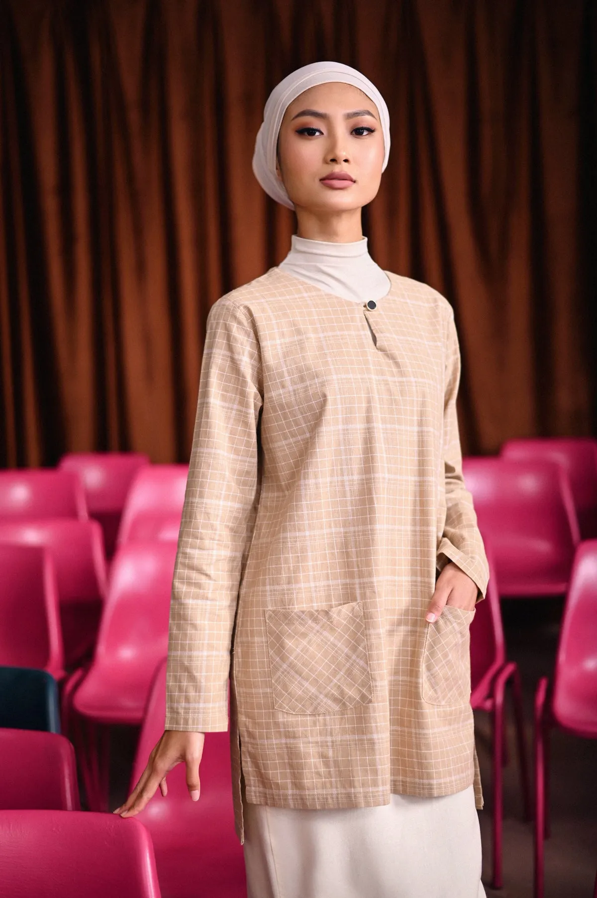 The Dulu Kita Women Kurti - Kita Khaki Checked