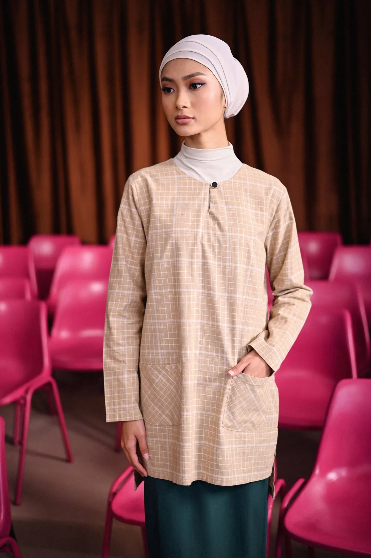 The Dulu Kita Women Kurti - Kita Khaki Checked