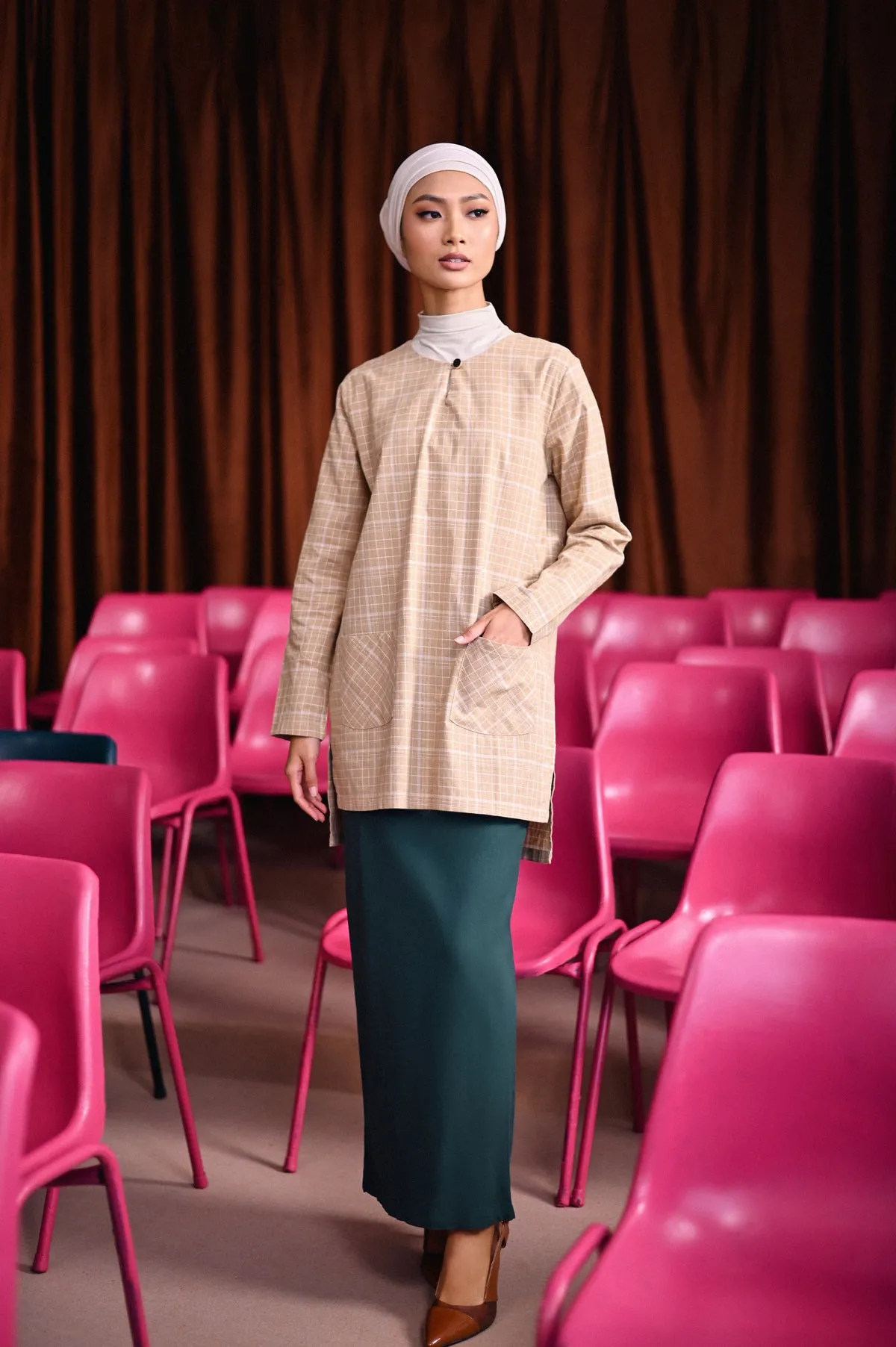 The Dulu Kita Women Kurti - Kita Khaki Checked