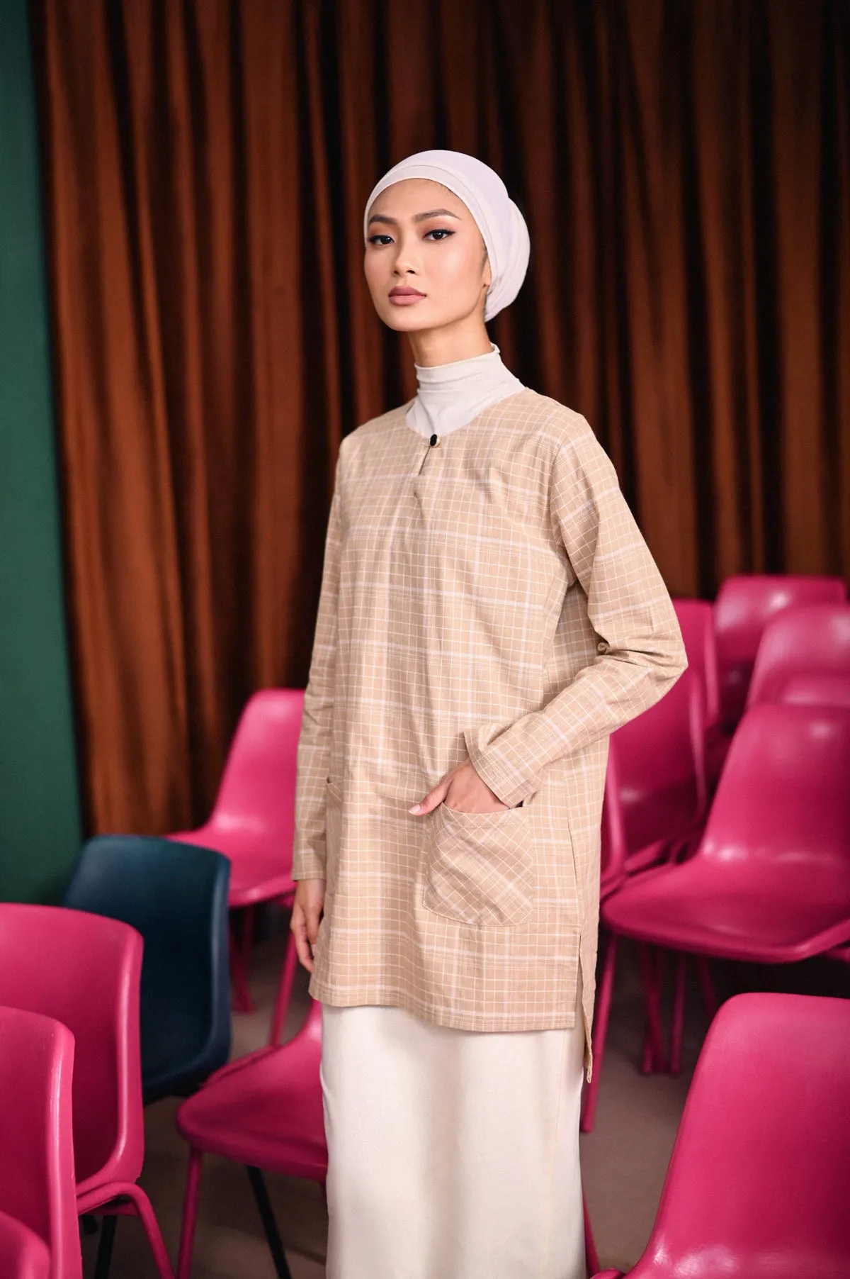 The Dulu Kita Women Kurti - Kita Khaki Checked