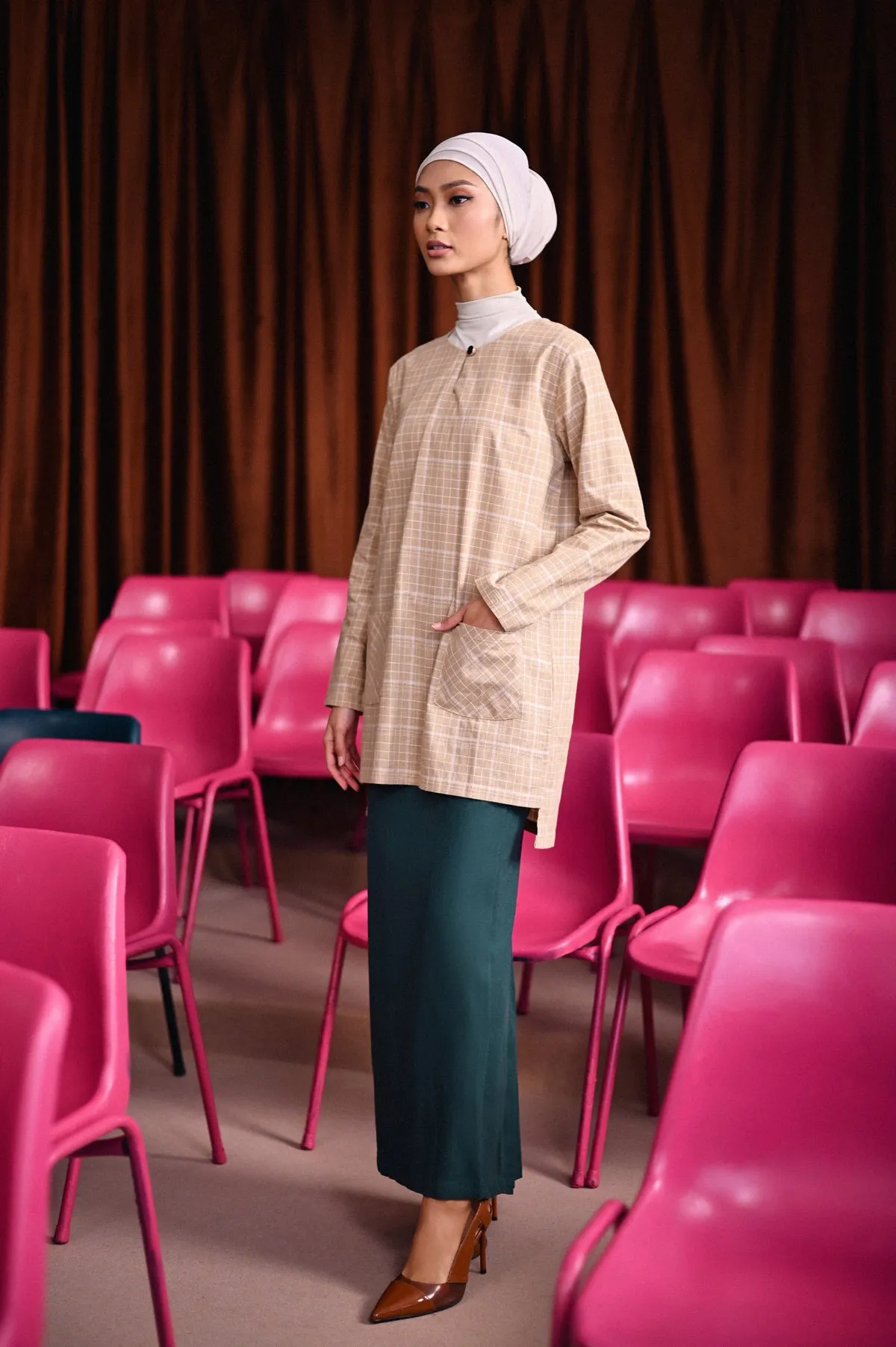 The Dulu Kita Women Kurti - Kita Khaki Checked