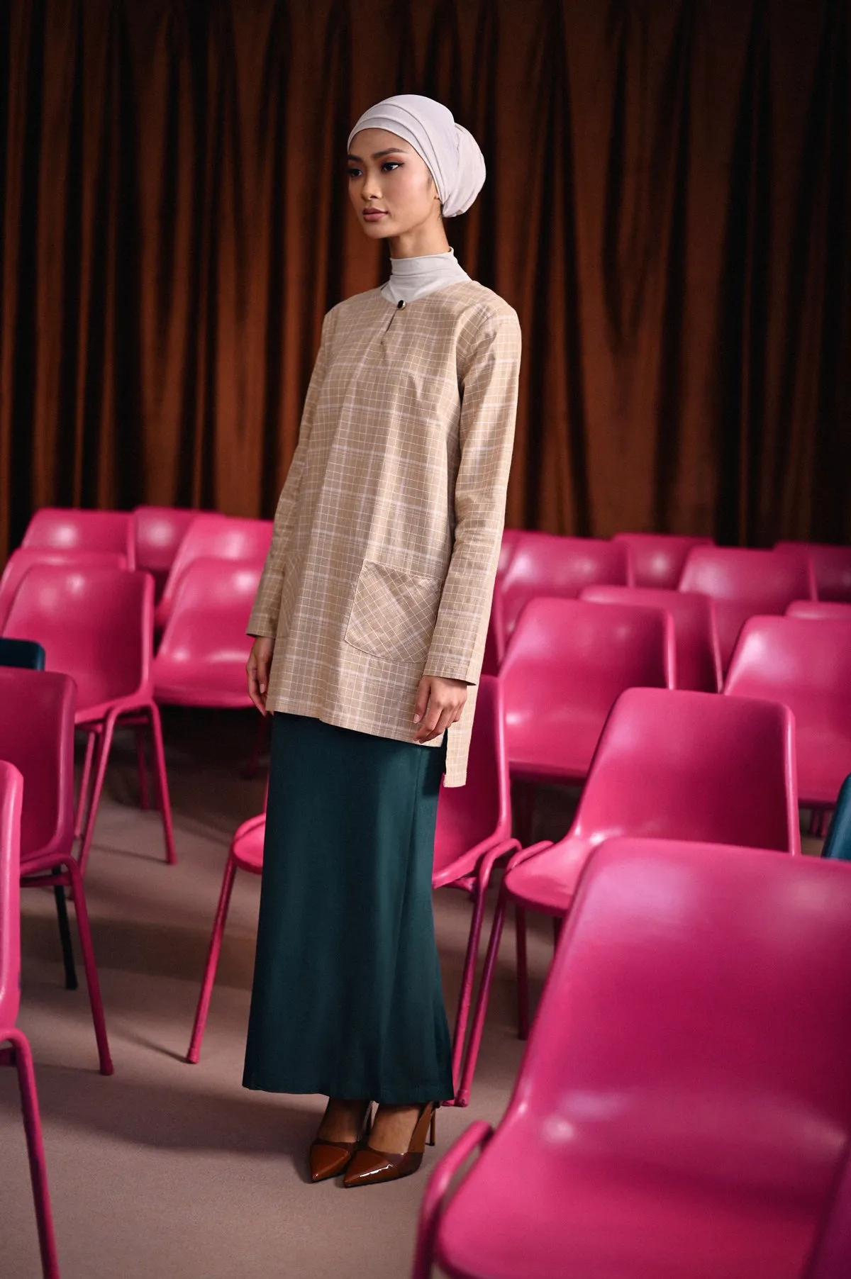 The Dulu Kita Women Kurti - Kita Khaki Checked