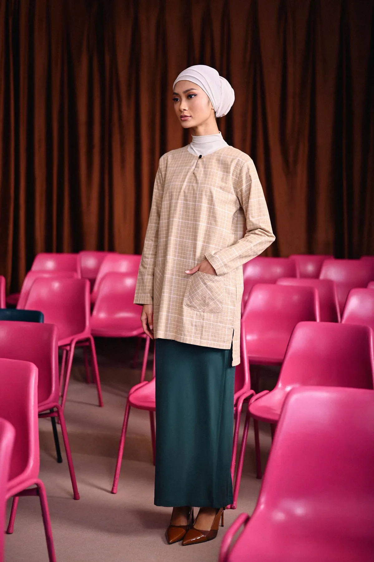 The Dulu Kita Women Kurti - Kita Khaki Checked