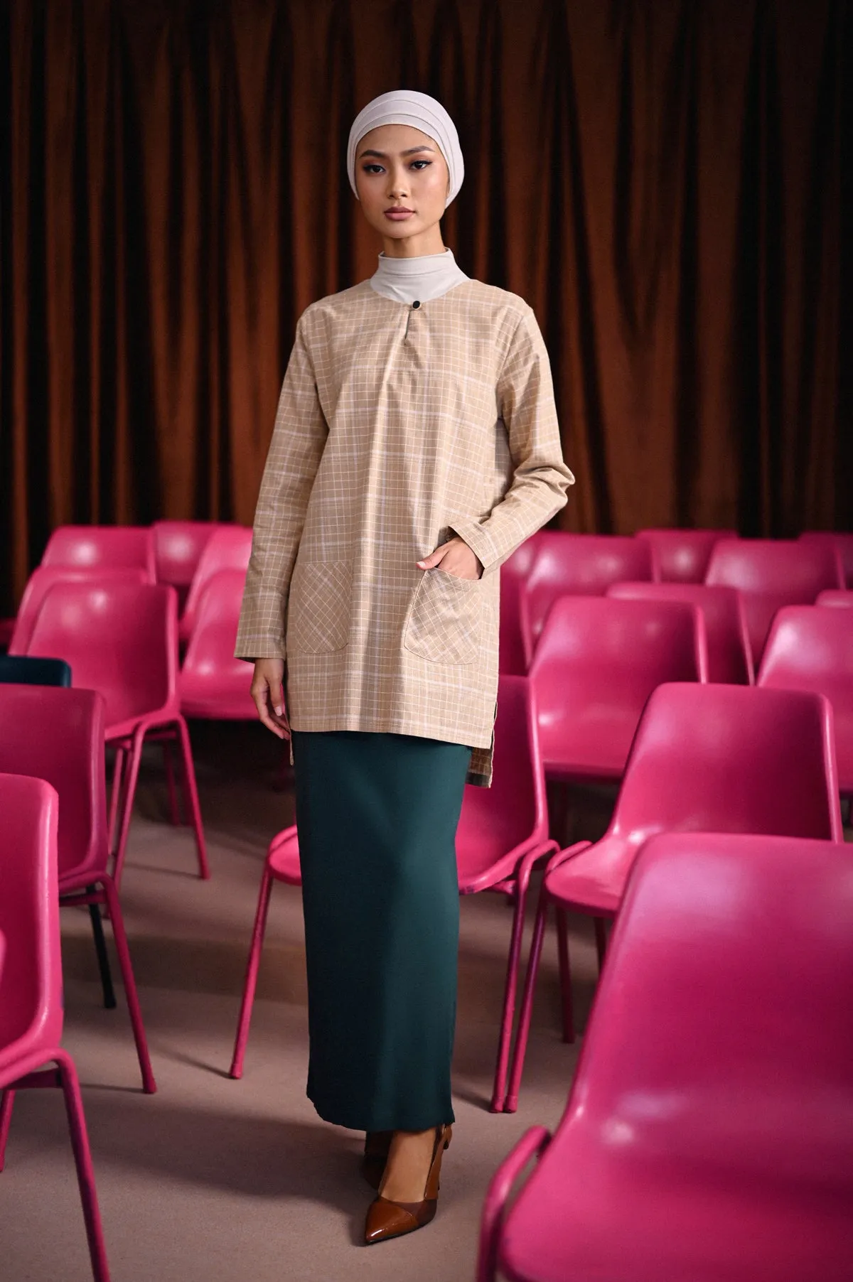 The Dulu Kita Women Kurti - Kita Khaki Checked