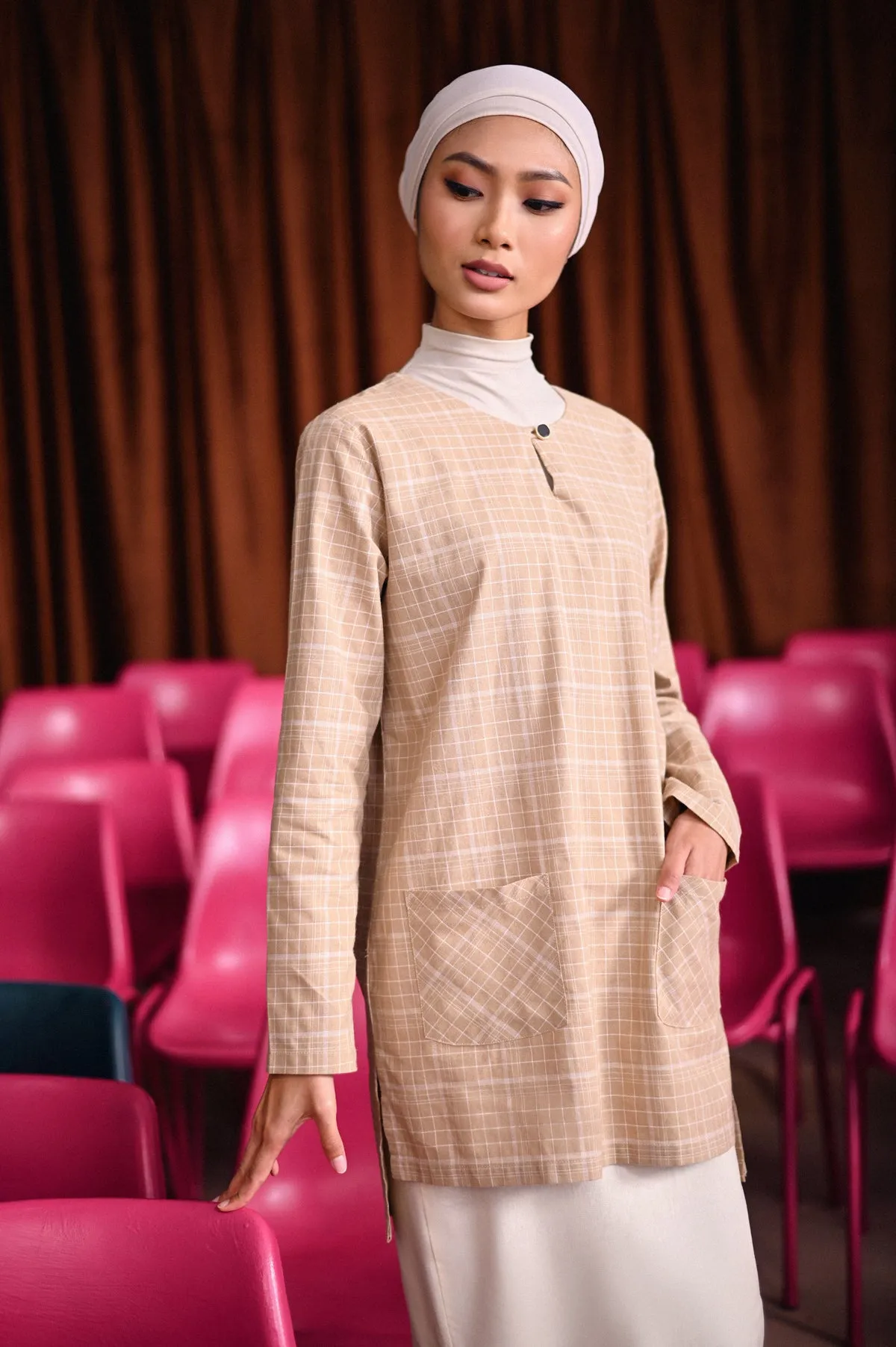The Dulu Kita Women Kurti - Kita Khaki Checked