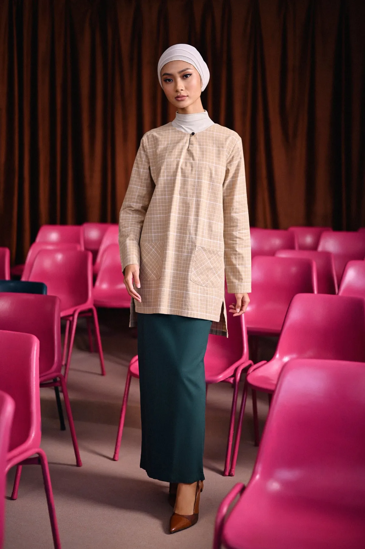 The Dulu Kita Women Kurti - Kita Khaki Checked
