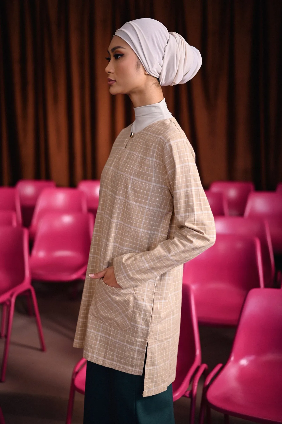 The Dulu Kita Women Kurti - Kita Khaki Checked