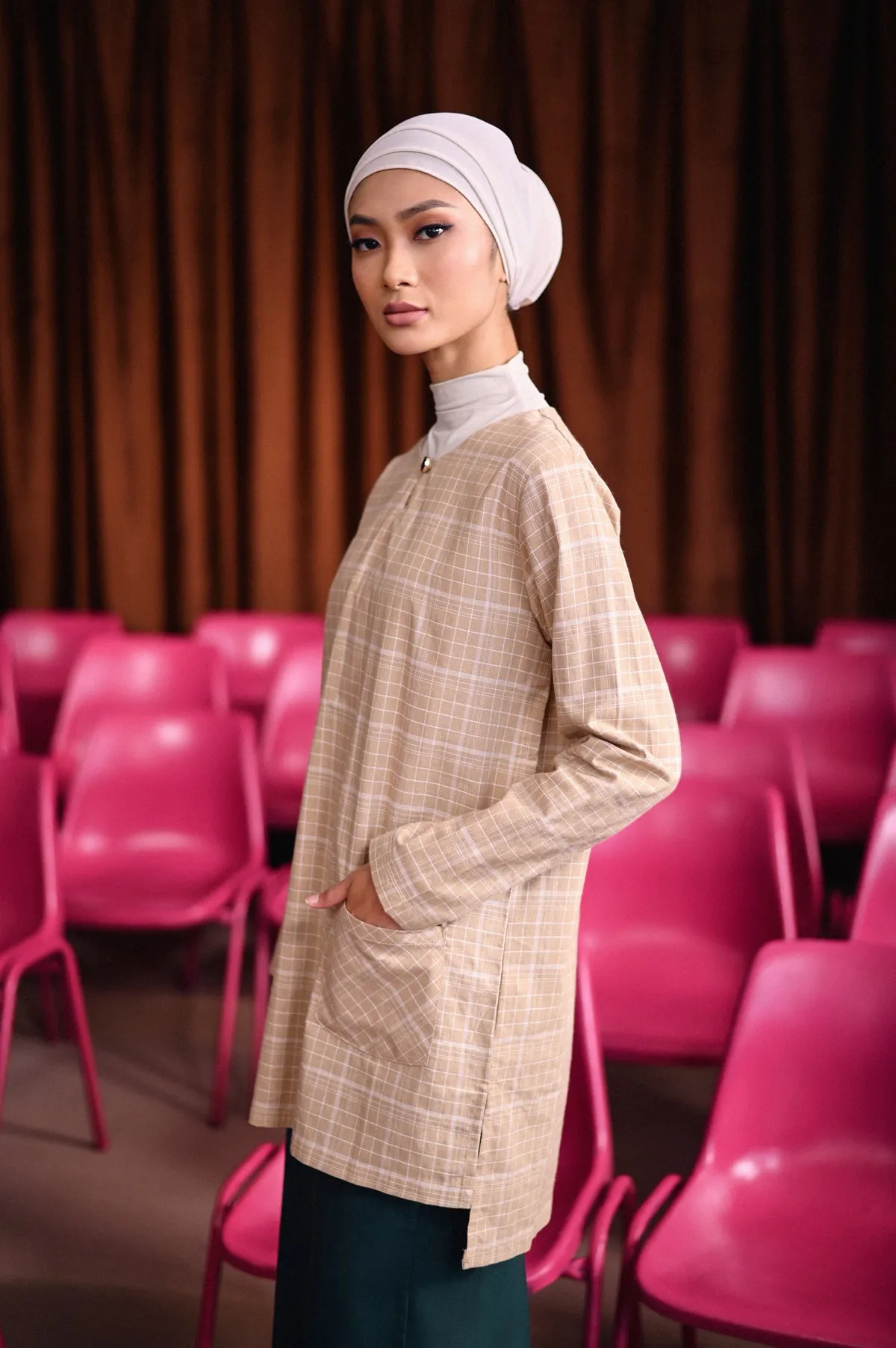 The Dulu Kita Women Kurti - Kita Khaki Checked