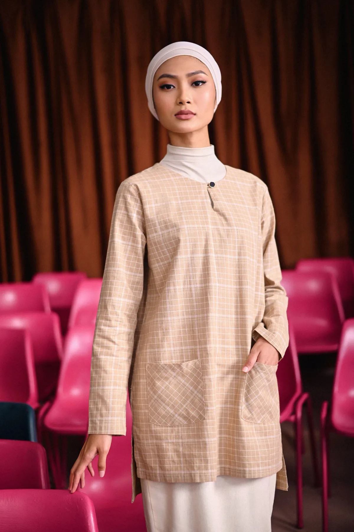 The Dulu Kita Women Kurti - Kita Khaki Checked