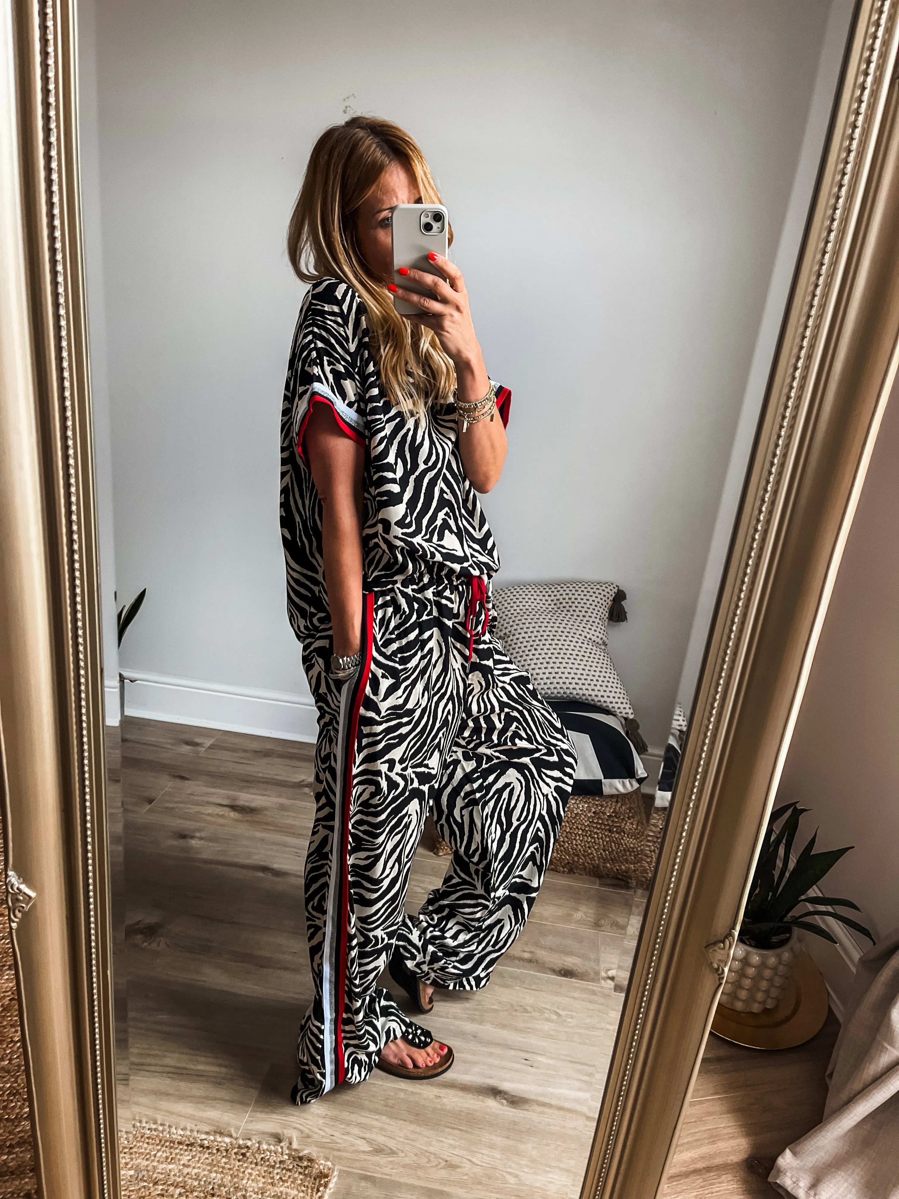 Two Piece Zebra Print Trousers Set
