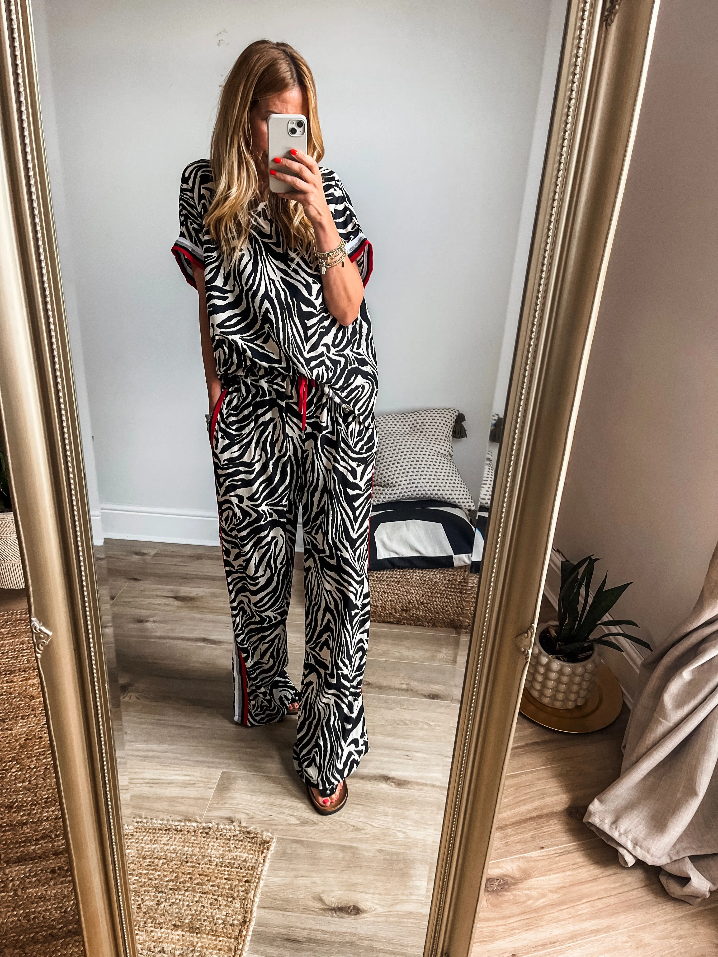 Two Piece Zebra Print Trousers Set
