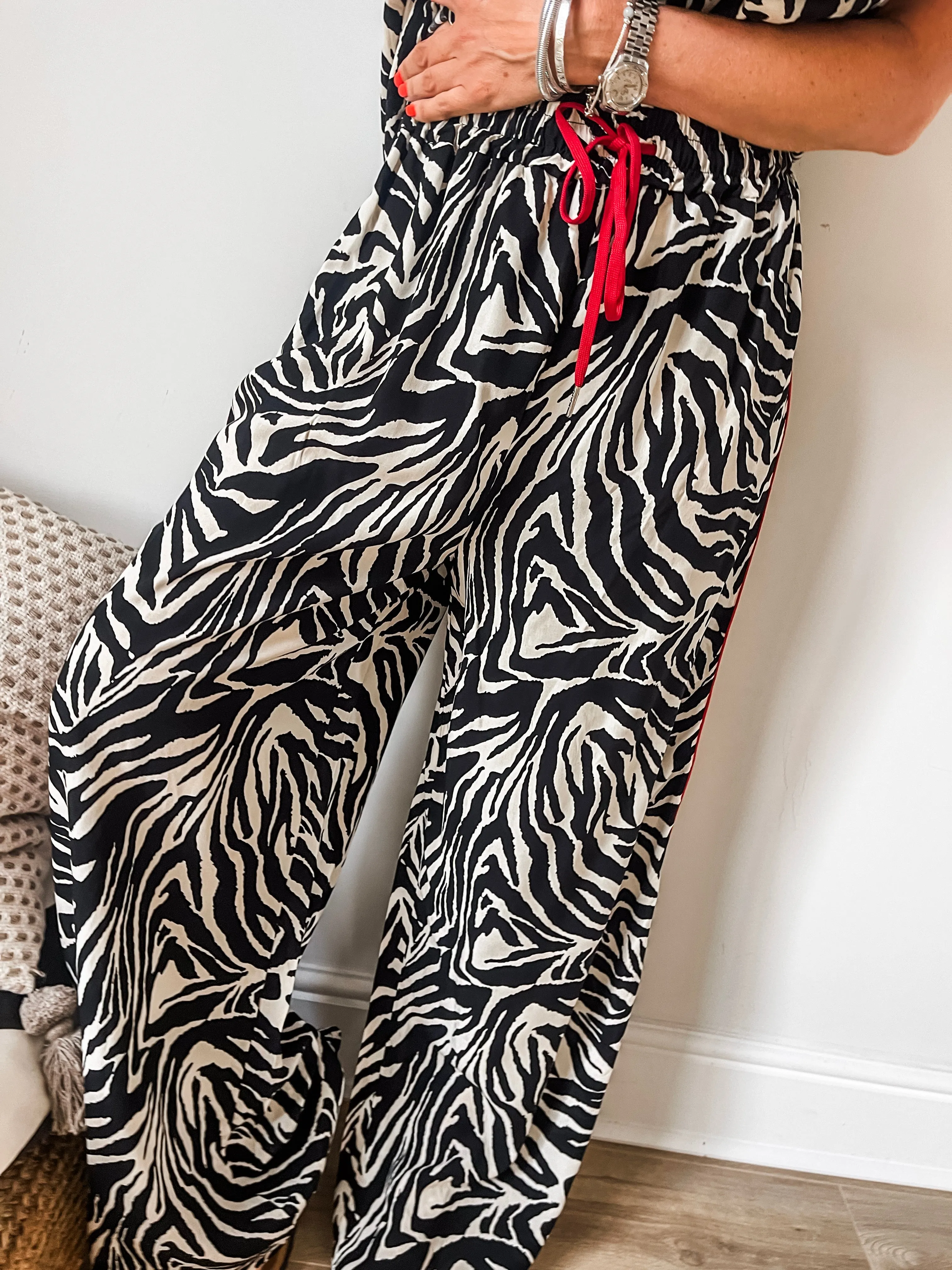 Two Piece Zebra Print Trousers Set