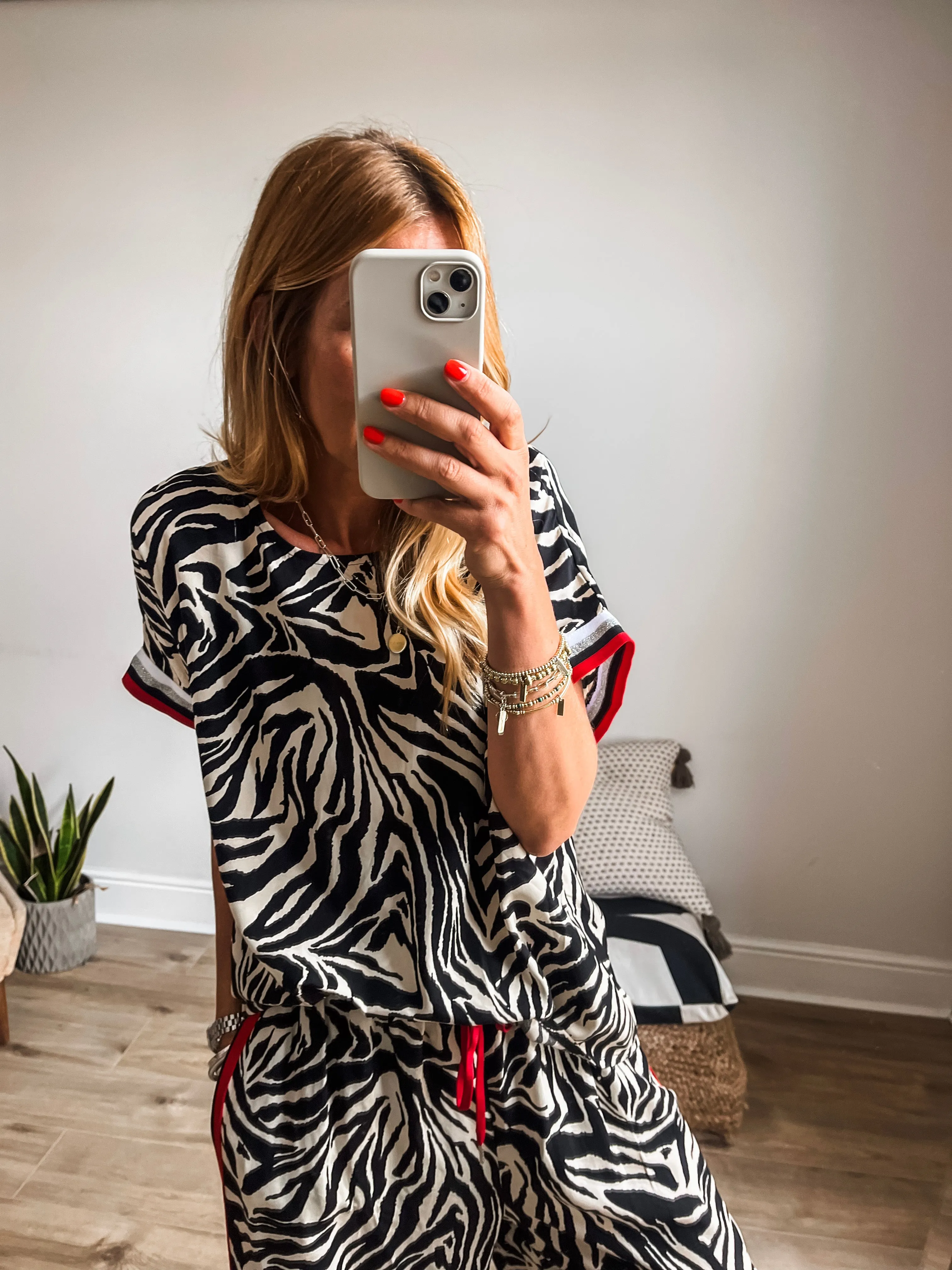 Two Piece Zebra Print Trousers Set