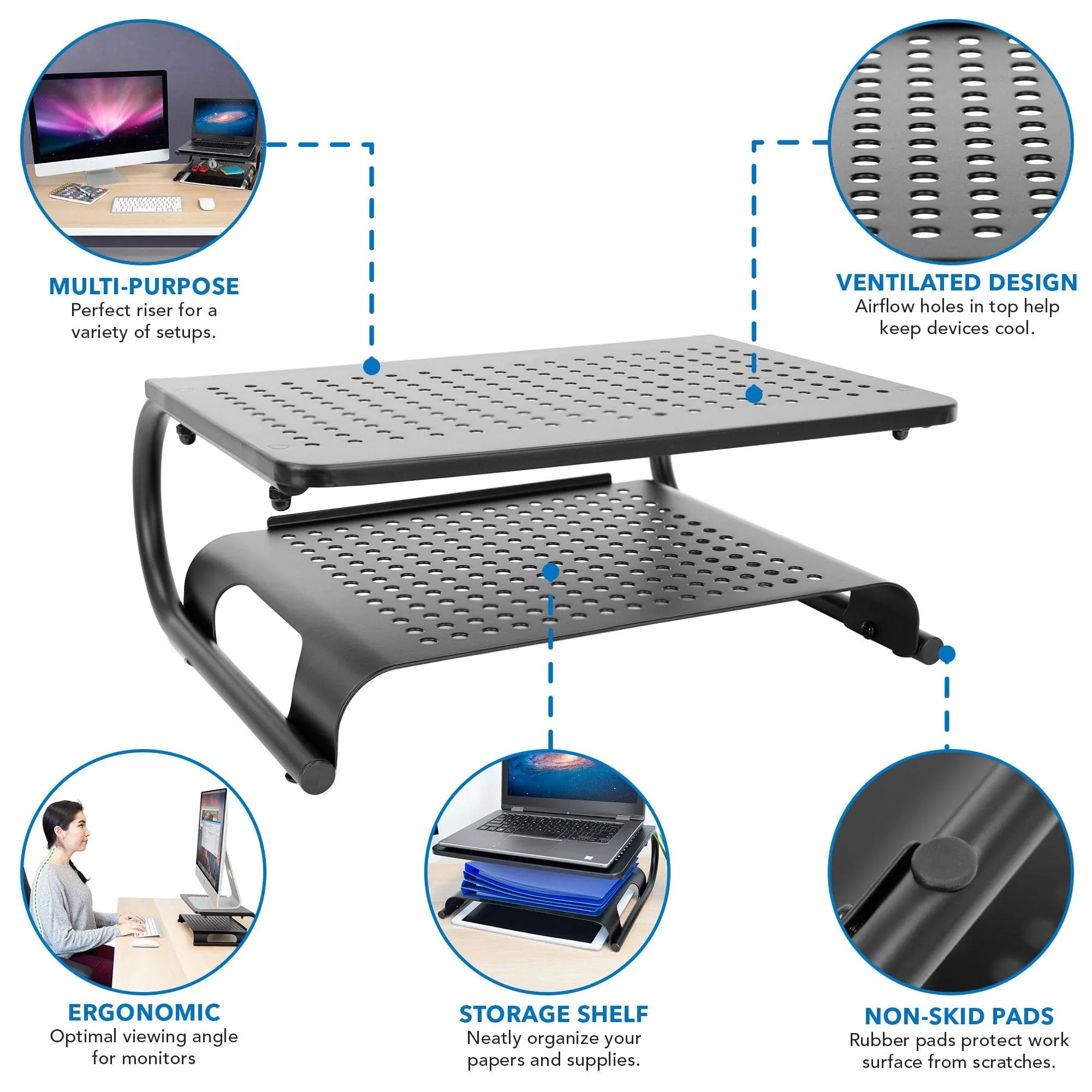 Two Tier Monitor Stand with Shelf
