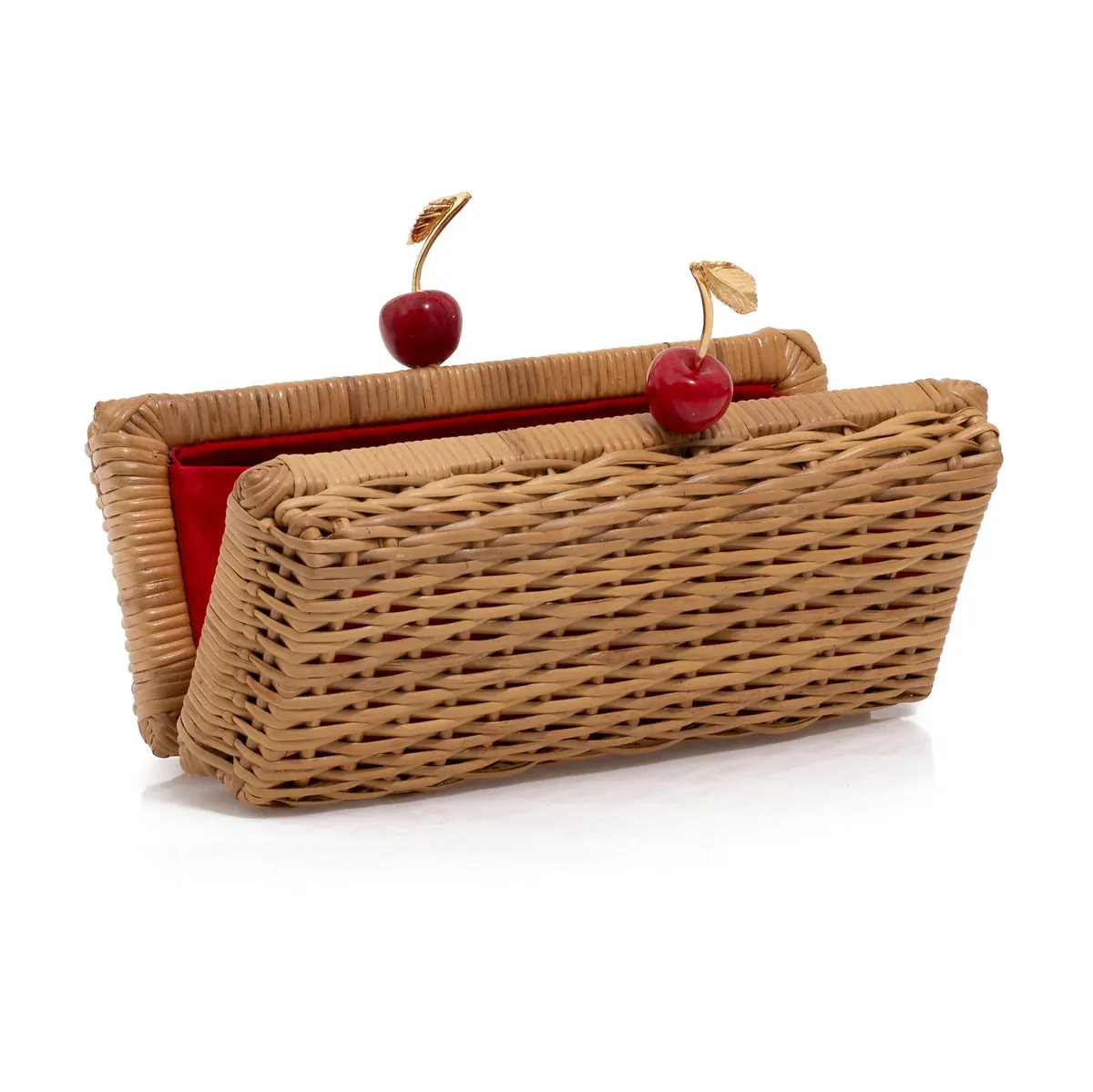 WAIWAI WOVEN CHERRY CLUTCH