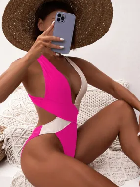 Women's Two Tone Plunge Swimsuit