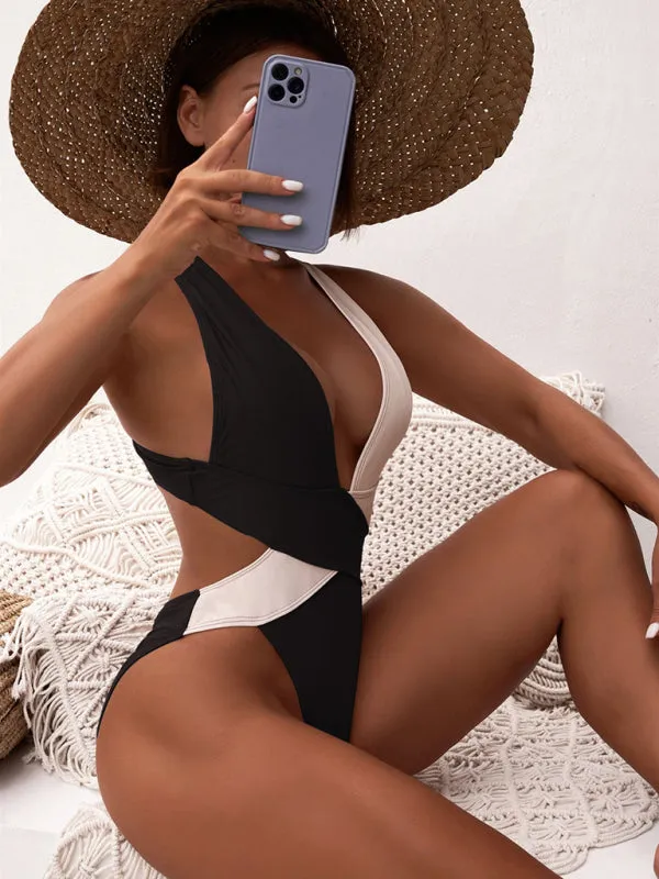 Women's Two Tone Plunge Swimsuit