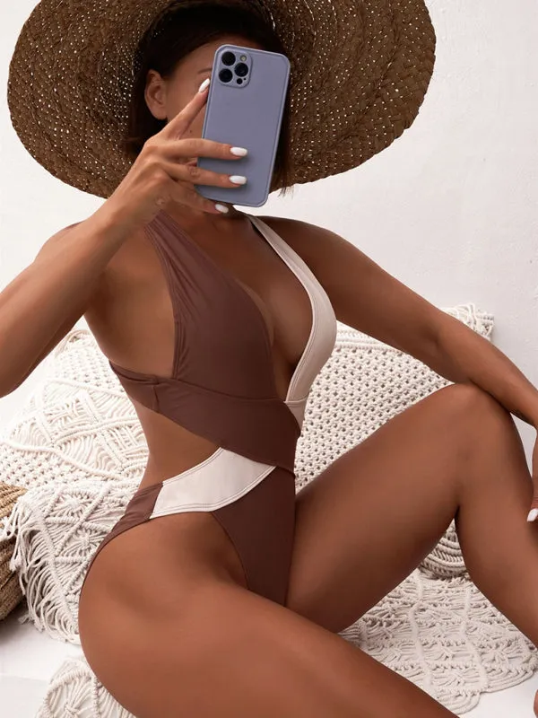Women's Two Tone Plunge Swimsuit