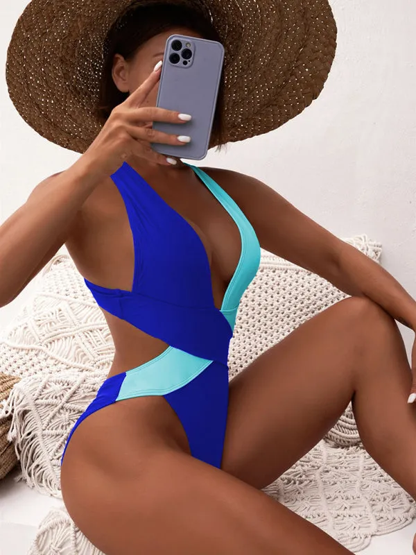 Women's Two Tone Plunge Swimsuit